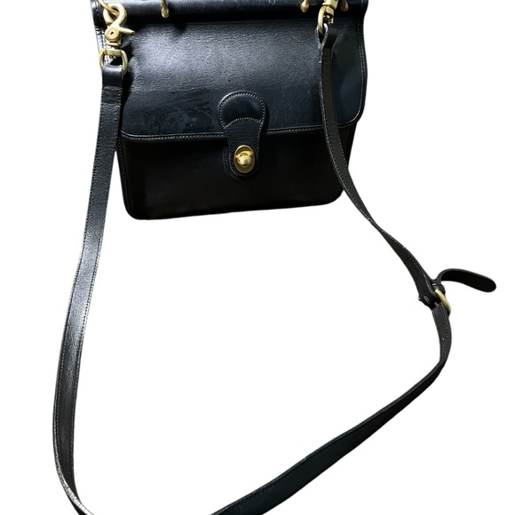 Black Leather Satchel with Gold Accents - Picture 2 of 8